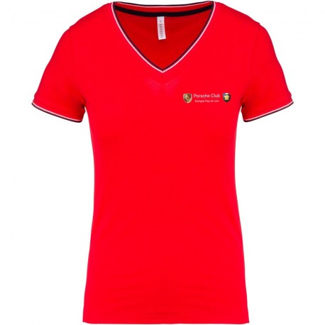 Tee shirt col V maille piquée Femme