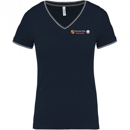T-shirt maille piquée col V FEmme