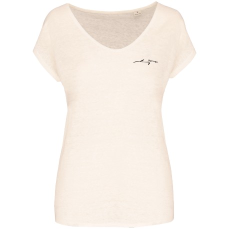 Tee shirt col V lin femme PCRA