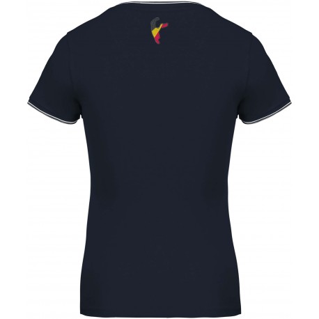 Tee shirt maille piquée Col V femme